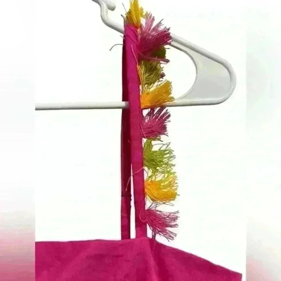 NWT Anthropologie The Hartley Shift Mini Dress Neon Pink with Tassels Size M - Picture 4 of 15